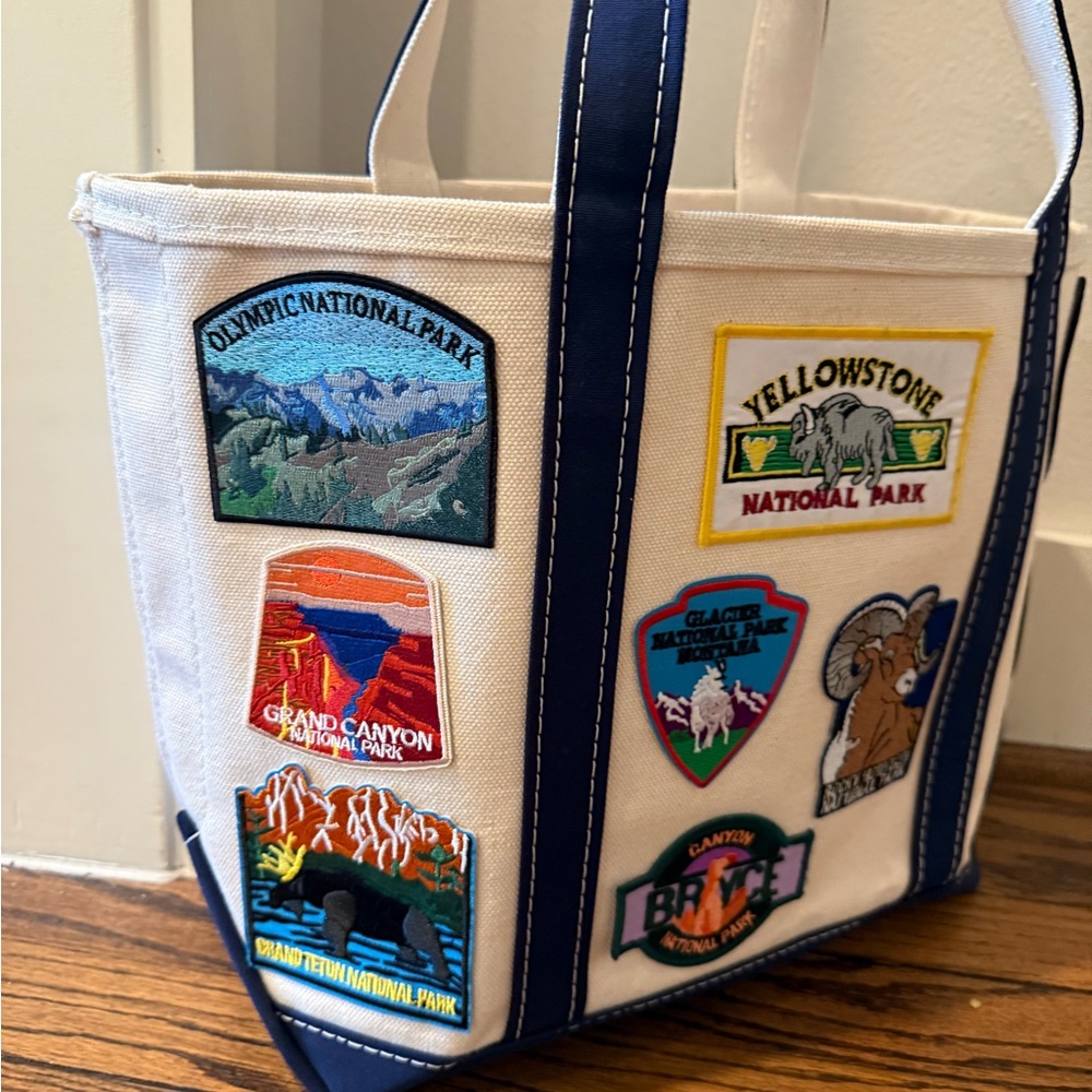 One of a Kind- National Park Patches LL Bean Boat Tote Bag in Navy - custom bag - Picture 3 of 7